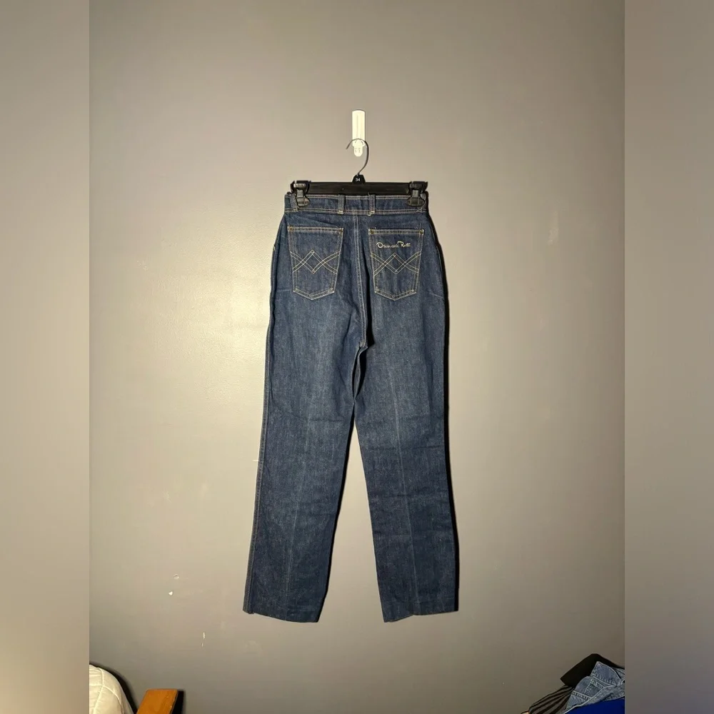 Vintage 1970s Embroidered Oscar De La Renta Jeans Size 24 - Picture 2 of 6